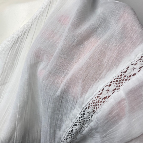 DKNY White 100% Cotton Batwing Eyelet Flutter Sleeve Blouse Top Size S - Picture 6 of 11